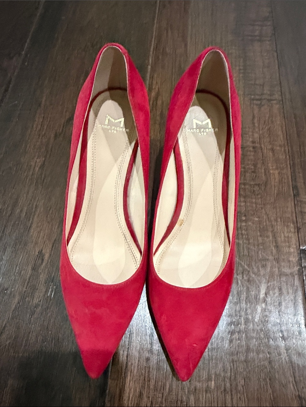 Marc Fisher Red Suede Pointed Pumps